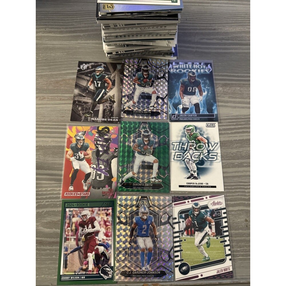 Philadelphia Eagles Football Card Lot Bundle- Approx. 100 Cards With Inserts